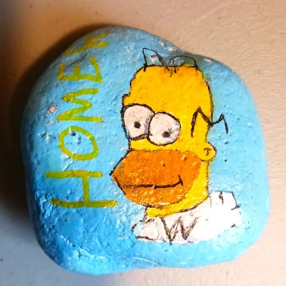 Homer Simpson, The Simpson's, Painted Art Rock Paper Weight Rare #eshopchicago - Picture 1 of 2